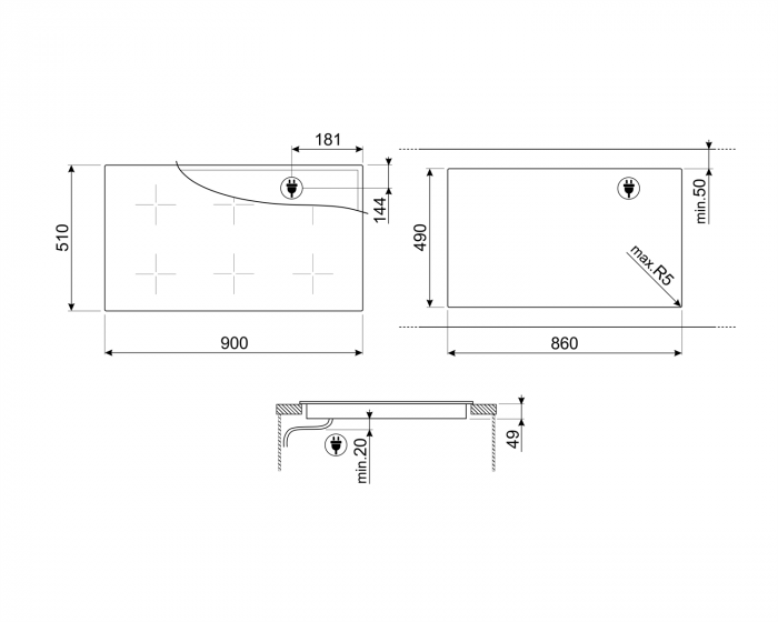 Plita inductie 90 cm Matt Black , colectia Classica Aesthetic [4]