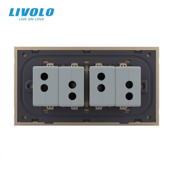 Priza cvadrupla USB, 4M, cu rama sticla Livolo [4]