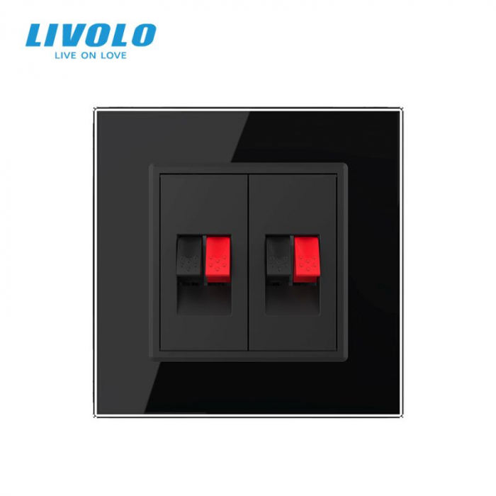 Priza dubla cabluri audio cu panou din sticla securizata Livolo [3]