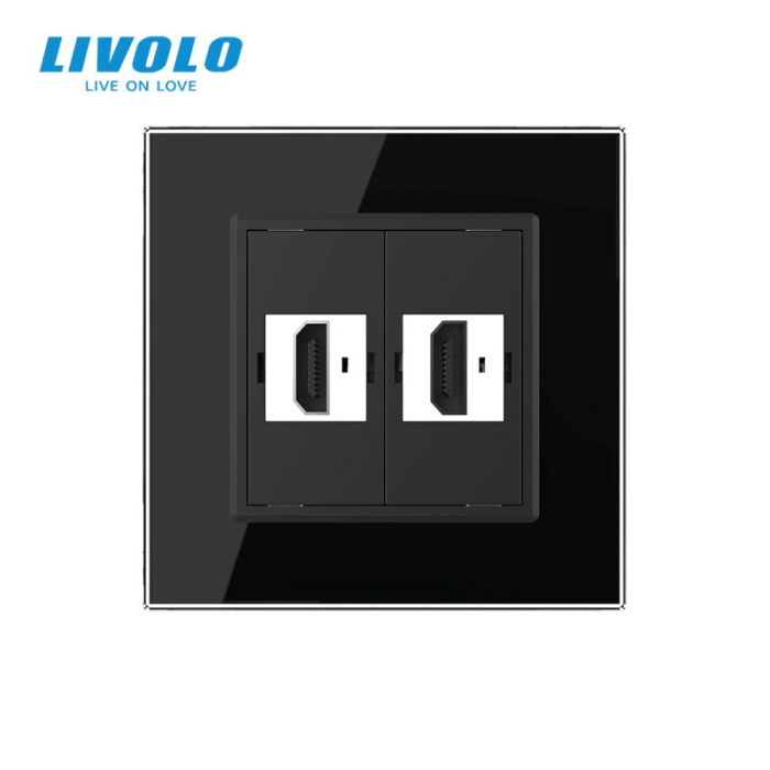 Priza dubla HDMI cu panou din sticla securizata Livolo [2]