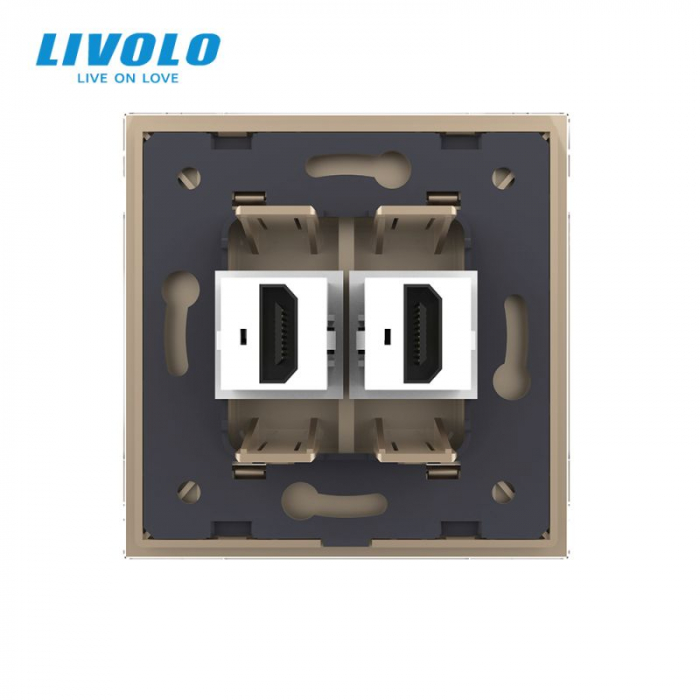 Priza dubla HDMI cu panou din sticla securizata Livolo [4]