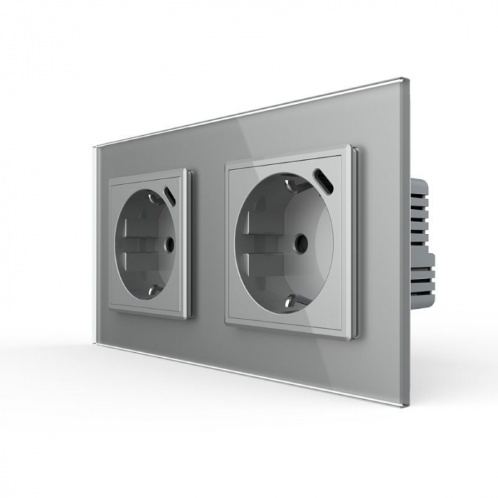 Priza dubla Schuko si slot USB Tip-C Standard German 2M cu panou din sticla [1]
