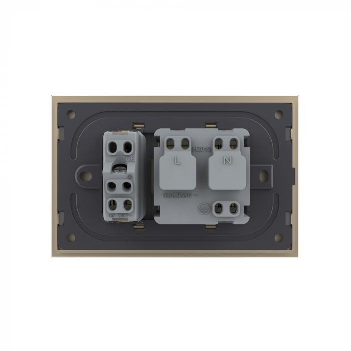 Priza dubla standard italian cu rama din sticla 3M, Livolo [4]