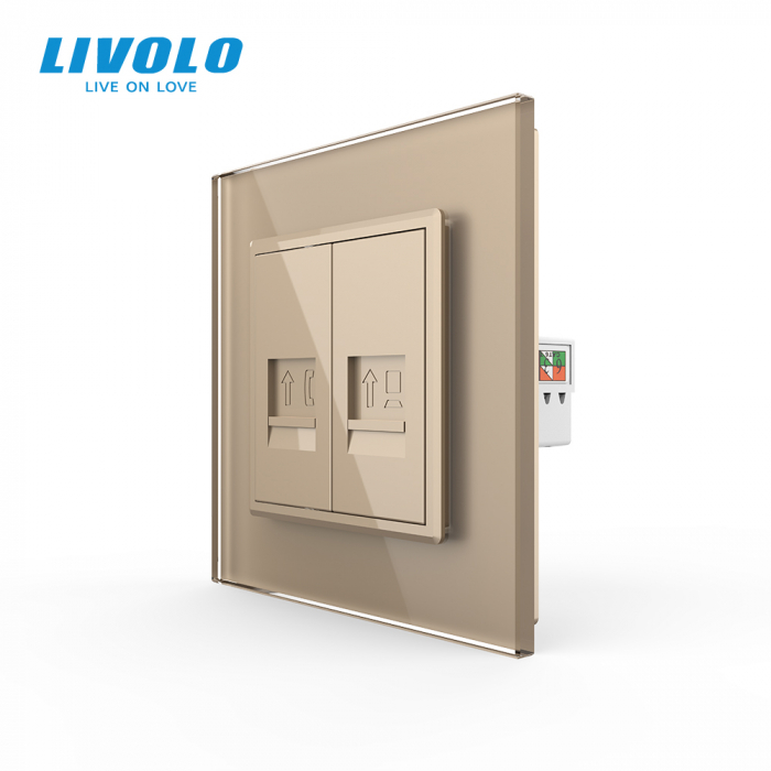 Priza dubla telefon si retea calculator RJ45 Livolo [1]