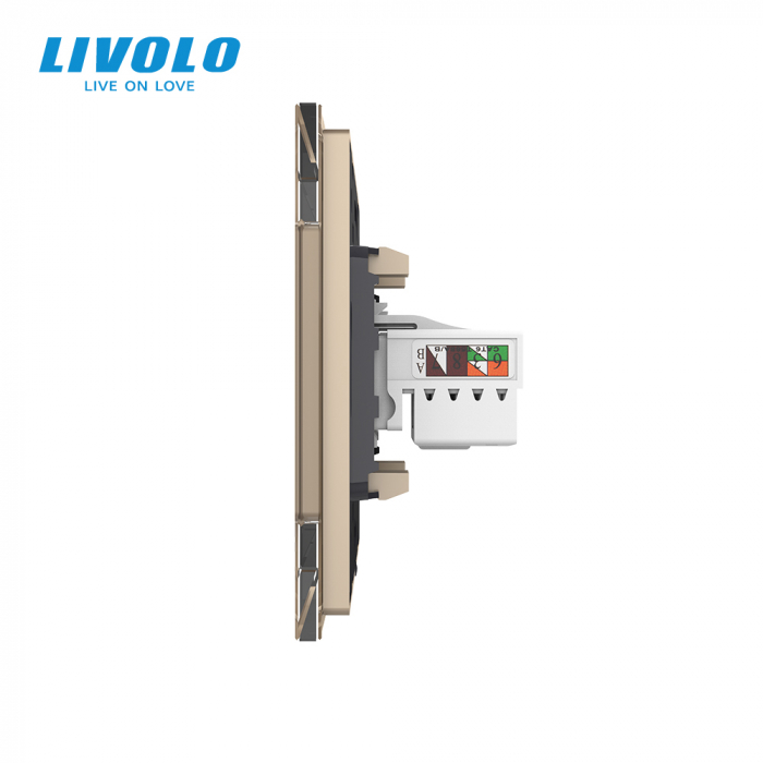 Priza dubla telefon si retea calculator RJ45 Livolo [3]