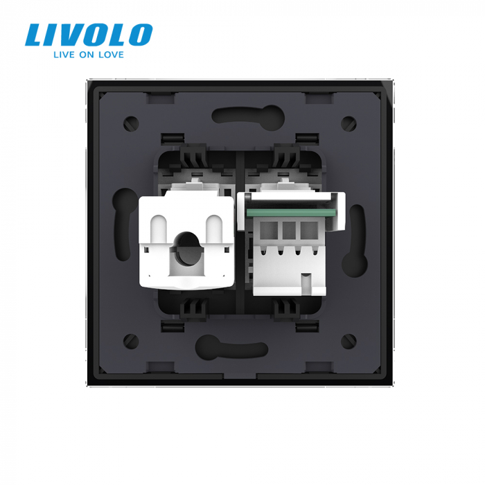 Priza dubla telefon si retea calculator RJ45 Livolo [4]