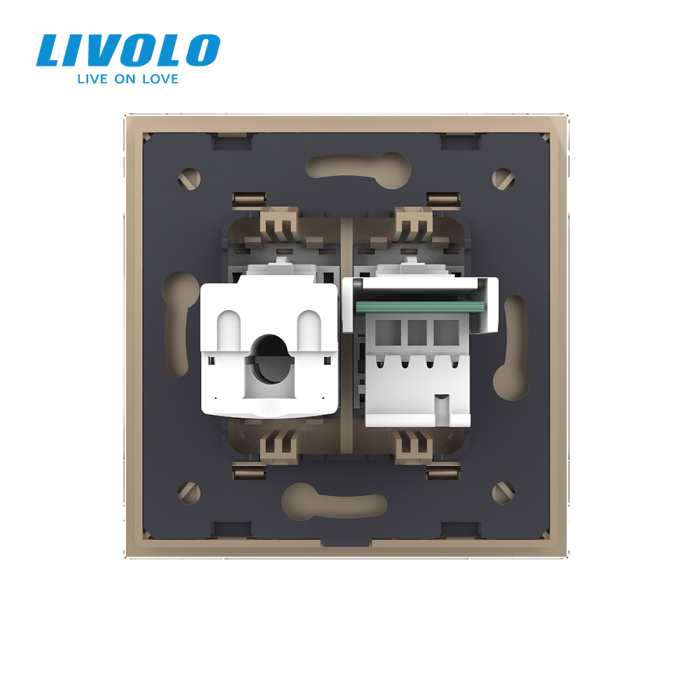 Priza dubla telefon si retea calculator RJ45 Livolo [4]