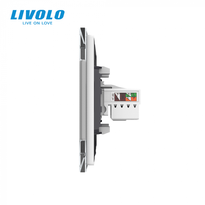 Priza dubla telefon si retea calculator RJ45 Livolo [2]