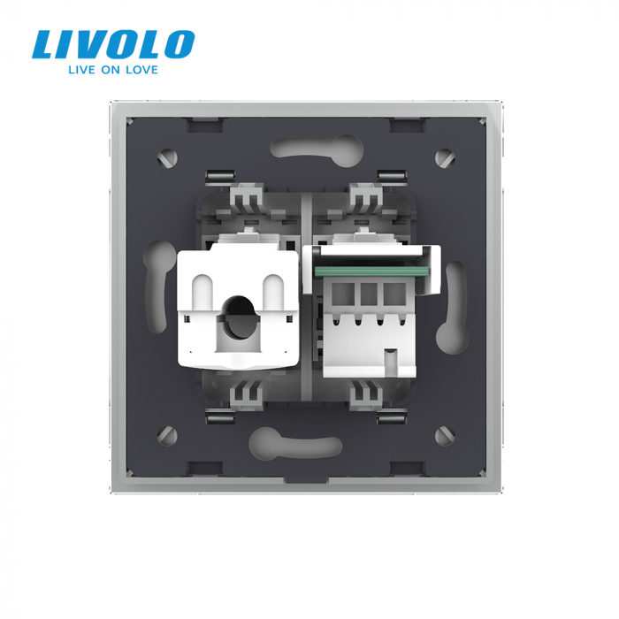 Priza dubla telefon si retea calculator RJ45 Livolo [4]