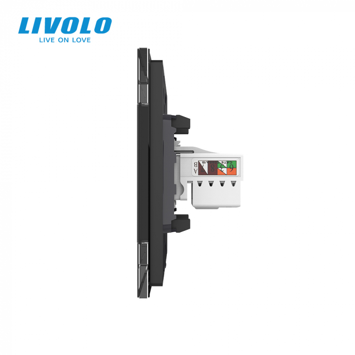 Priza dubla telefon si retea calculator RJ45 Livolo [3]