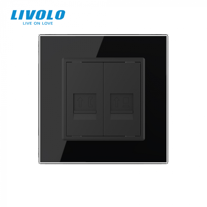 Priza dubla telefon si retea calculator RJ45 Livolo [2]