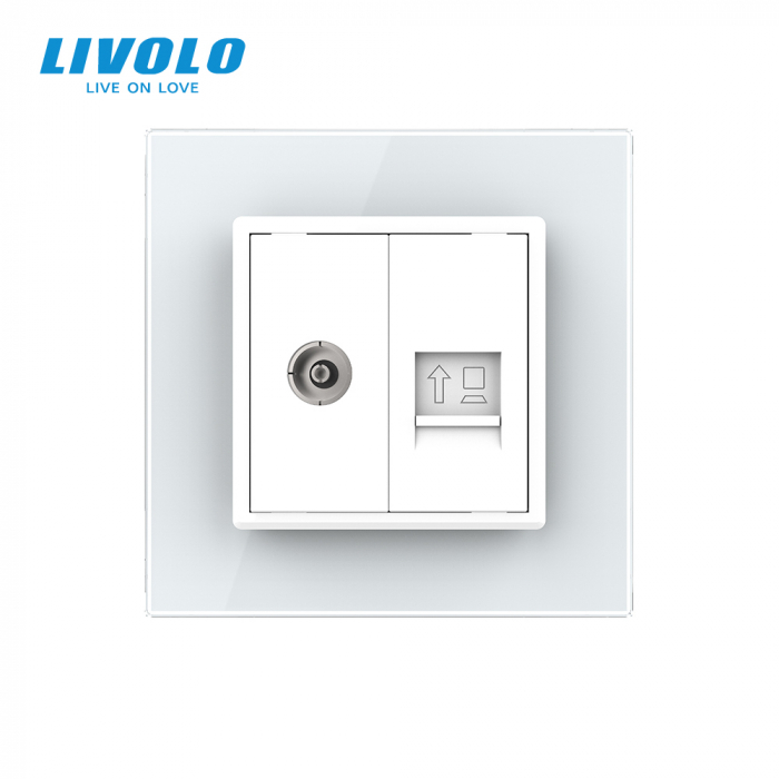 Priza dubla TV+retea calculator RJ45 Livolo [2]