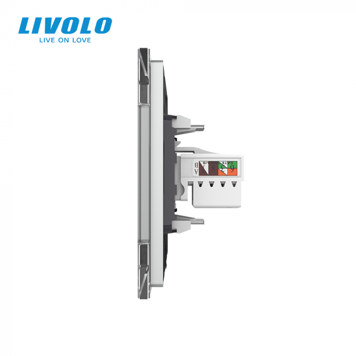 Priza dubla TV+retea calculator RJ45 Livolo [3]