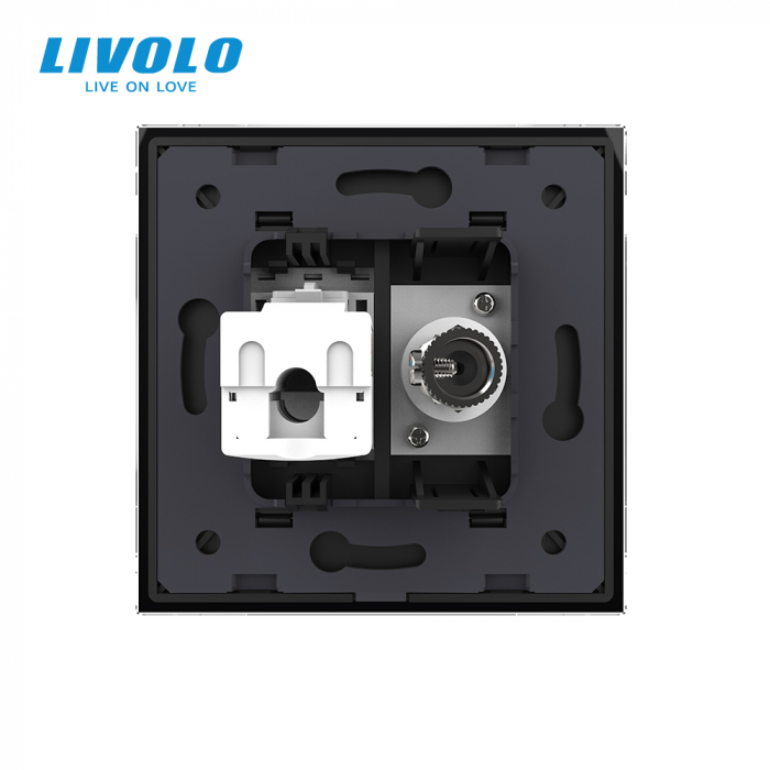 Priza dubla TV+retea calculator RJ45 Livolo [4]