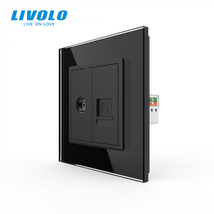 Priza dubla TV+retea calculator RJ45 Livolo [1]