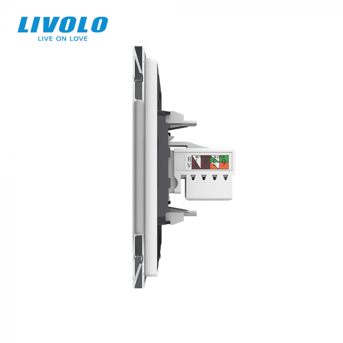 Priza dubla TV+retea calculator RJ45 Livolo [3]