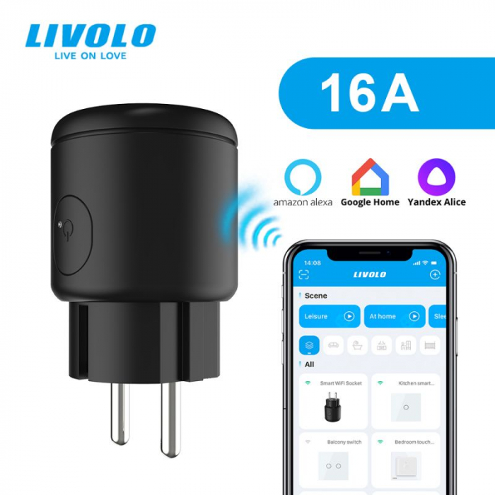 Priza inteligenta/smart Livolo plug-in WiFi, control vocal sau din aplicatia Mobila [2]