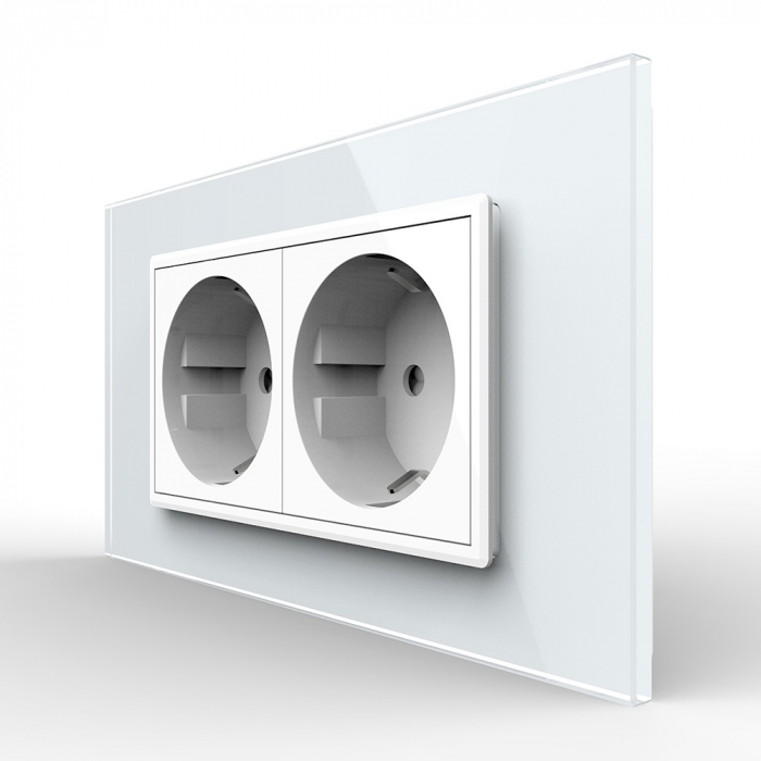 Priza Schuko dubla cu rama sticla 4 M standard italian Livolo [2]