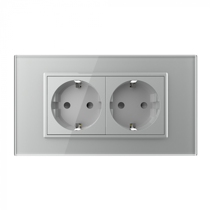 Priza Schuko dubla cu rama sticla 4 M standard italian Livolo [1]