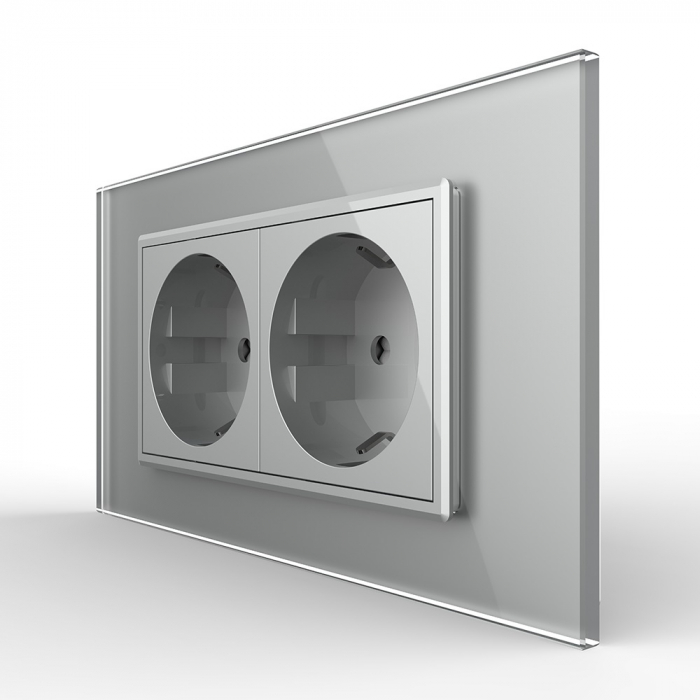 Priza Schuko dubla cu rama sticla 4 M standard italian Livolo [2]