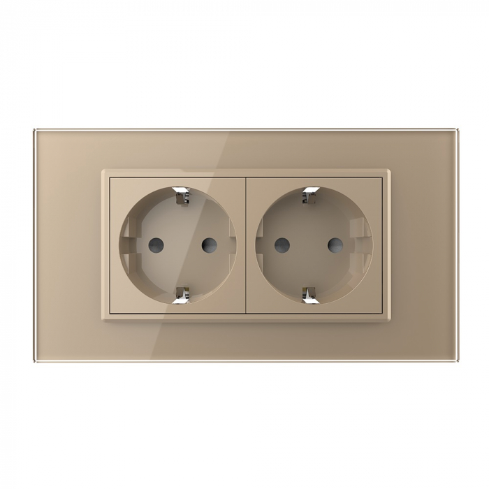 Priza Schuko dubla cu rama sticla 4 M standard italian Livolo [1]