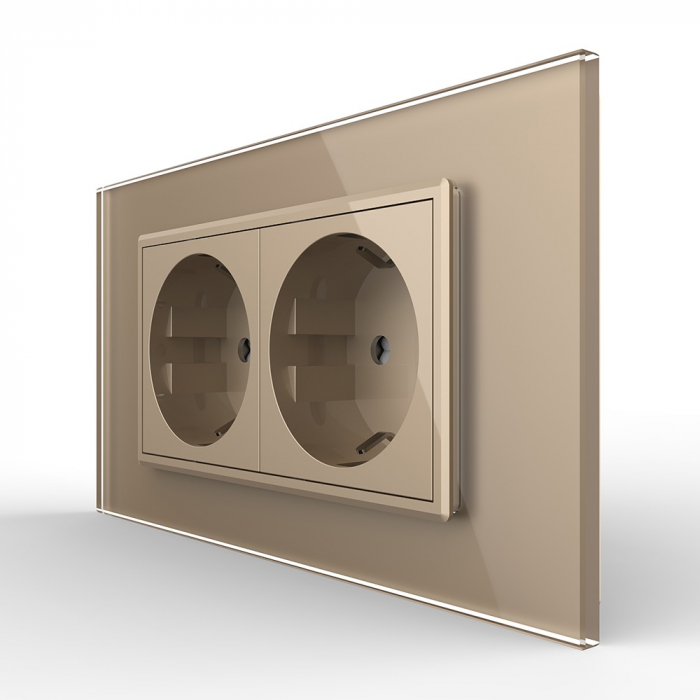 Priza Schuko dubla cu rama sticla 4 M standard italian Livolo [3]