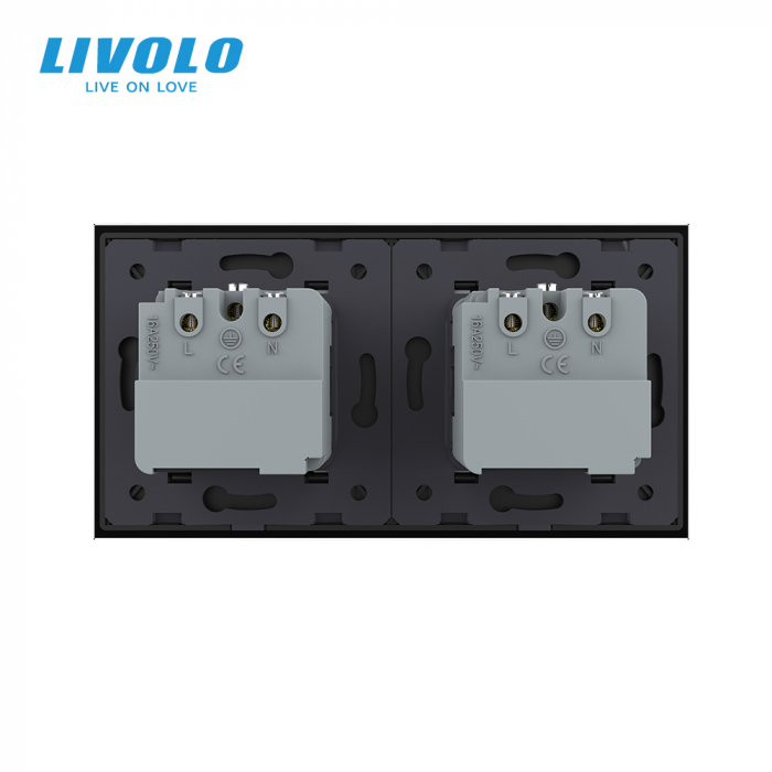 Priza Schuko dubla ZIGBEE smart-control din aplicatia Livolo , standard italian [3]