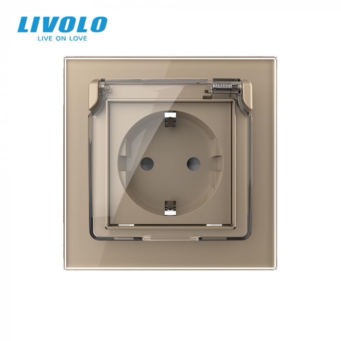 Priza Schuko Livolo cu protectie impotriva apei si panou sticla [10]