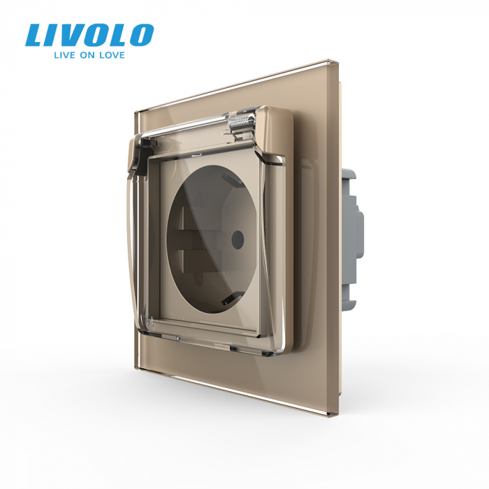 Priza Schuko Livolo cu protectie impotriva apei si panou sticla [6]