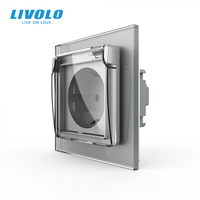 Priza Schuko Livolo cu protectie impotriva apei si panou sticla [1]