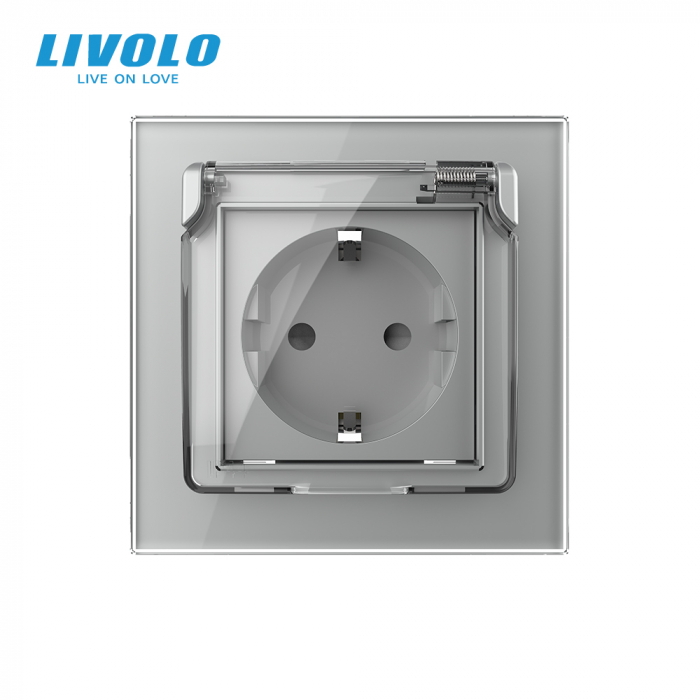 Priza Schuko Livolo cu protectie impotriva apei si panou sticla [4]