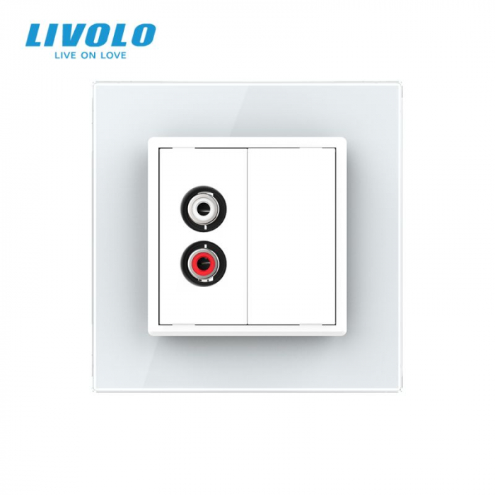 Priza simpla Audio RCA cu panou sticla crystal Livolo [2]