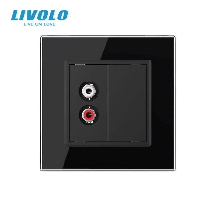 Priza simpla Audio RCA cu panou sticla crystal Livolo [2]