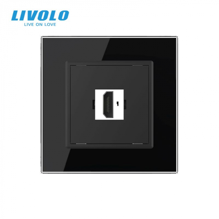 Priza simpla mare HDMI cu panou din sticla Livolo [2]