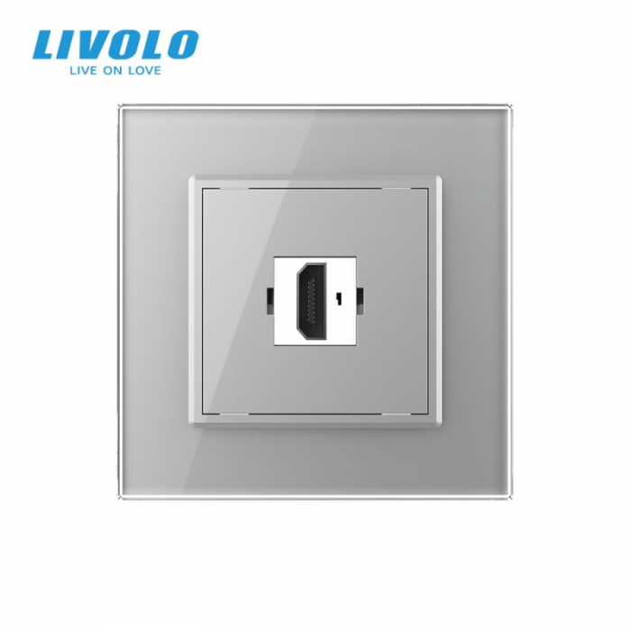 Priza simpla mare HDMI cu panou din sticla Livolo [2]