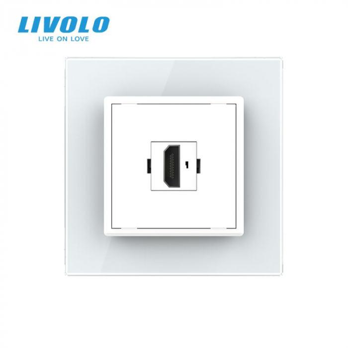 Priza simpla mare HDMI cu panou din sticla Livolo [2]