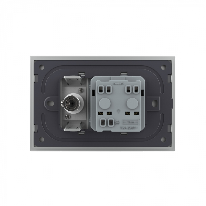 Priza simpla+modul TV, cu rama din sticla 3M-Livolo [4]