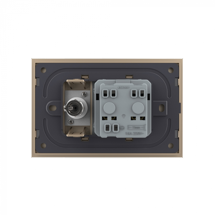 Priza simpla+modul TV, cu rama din sticla 3M-Livolo [4]