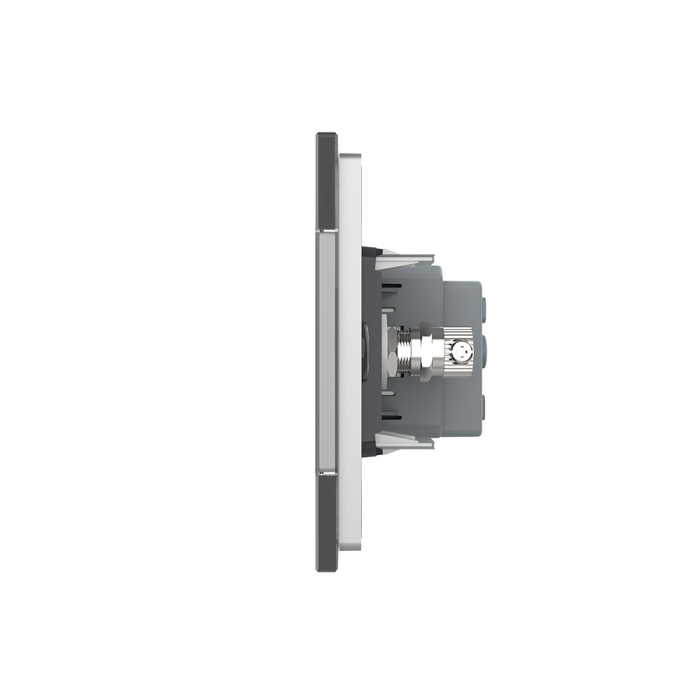 Priza simpla+modul TV, cu rama din sticla 3M-Livolo [3]