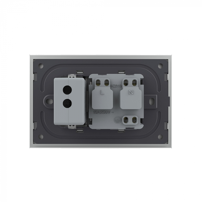 Priza simpla+priza USB cu rama din sticla 3M-Livolo [4]