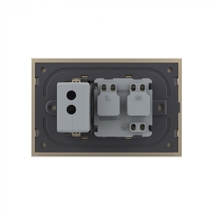 Priza simpla+priza USB cu rama din sticla 3M-Livolo [4]