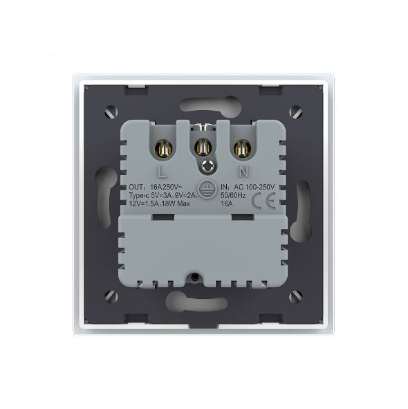 Priza simpla Schuko si slot USB Tip-C Standard German 2M cu panou din sticla [4]