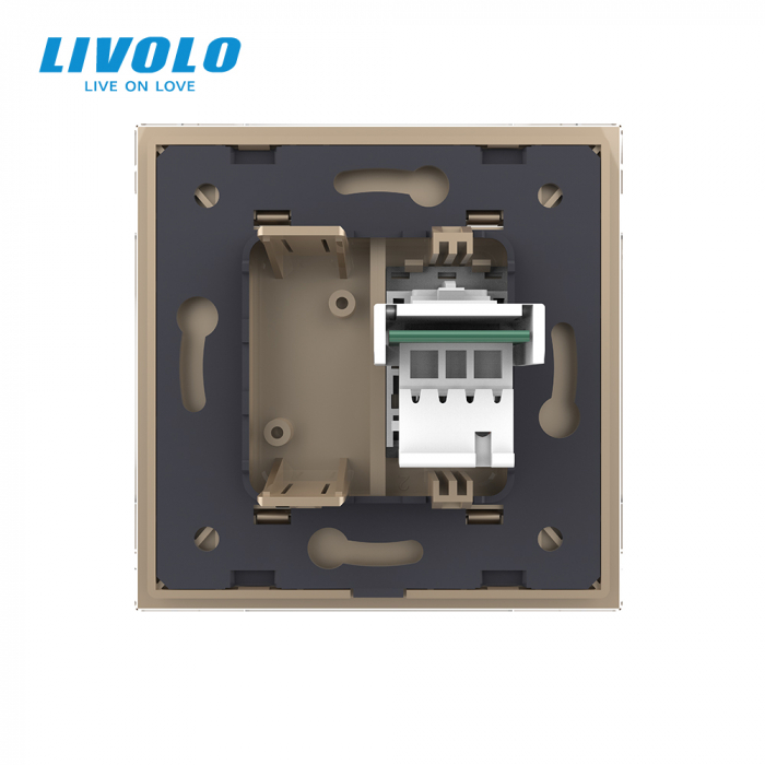 Priză simplă telefon cu panou sticla crystal Livolo [4]