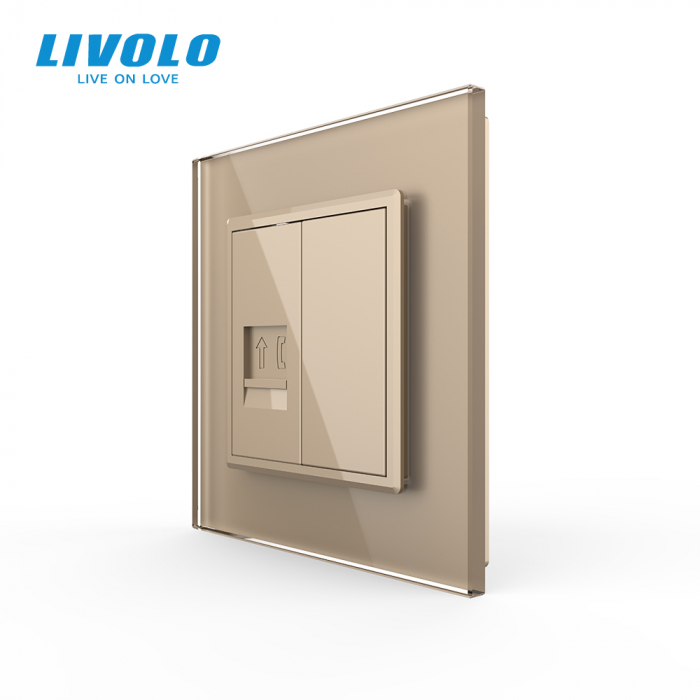 Priză simplă telefon cu panou sticla crystal Livolo [1]