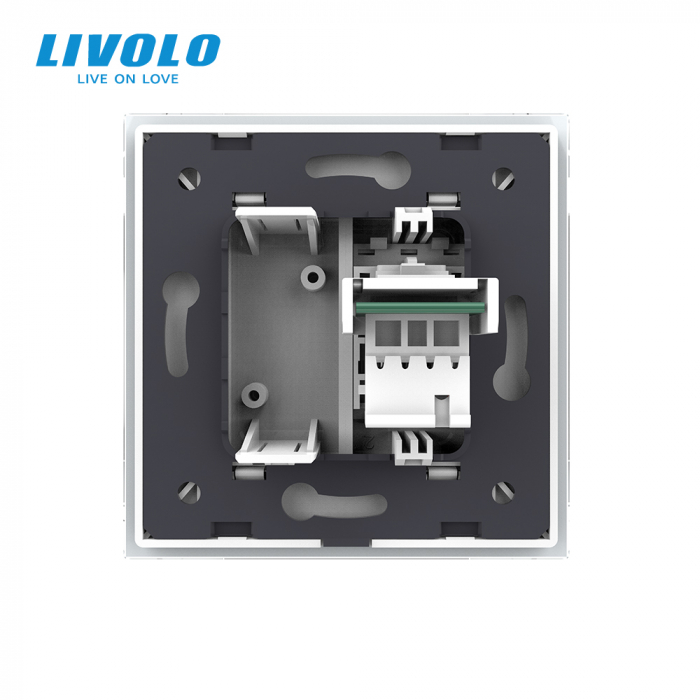 Priză simplă telefon cu panou sticla crystal Livolo [4]