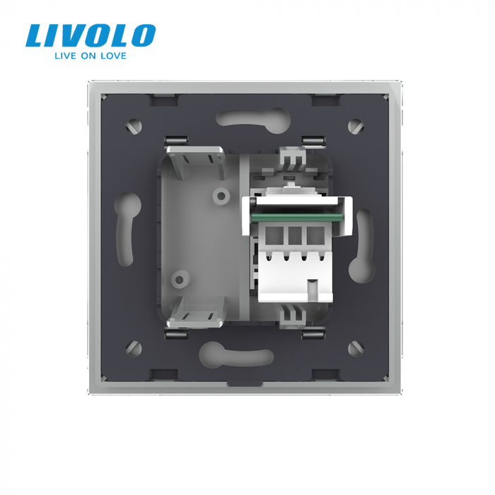 Priză simplă telefon cu panou sticla crystal Livolo [4]