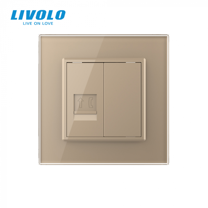 Priză simplă telefon cu panou sticla crystal Livolo [2]
