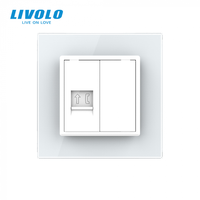 Priză simplă telefon cu panou sticla crystal Livolo [3]