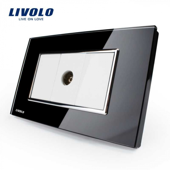 Priza simpla TV Livolo cu rama din sticla – standard italian [2]