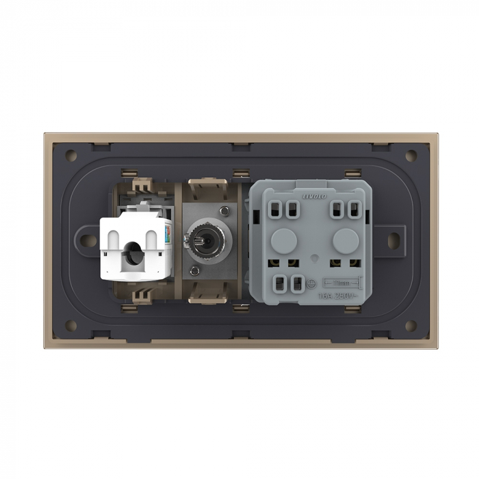 Priza Schuko dubla cu rama sticla 4 M standard italian Livolo [4]